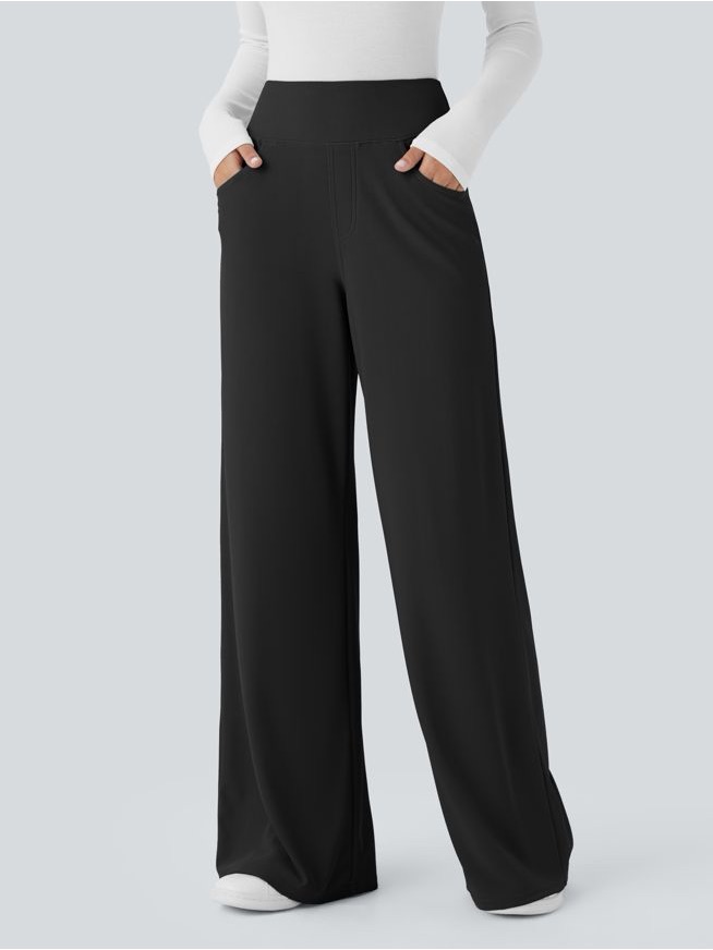 Halara Flex High Waist Tummy Control Wide Leg Micro Waffle Work Pants
